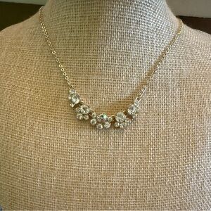 Delicate Gold Crystal Floral Necklace